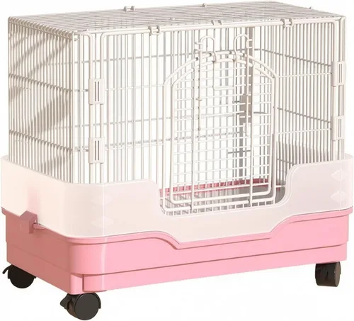 Vista 11 de Small Pet Enclosure Indoor Wire Pet Cage with Base Wipe-Clean, Blue, Double Layer