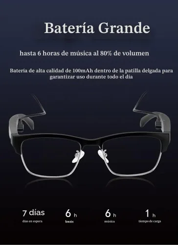 Vista 4 de Lentes de sol Bluetooth AI, nuevas gafas inalámbricas Bluetooth, lentes de audio inteligentes, lentes inteligentes de entretenimiento
