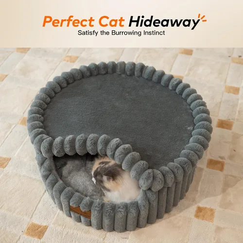 Vista 2 de CHEERPALS Cloud Cat Cave Bed for Indoor Cats Hooded Bed with Zipper((Grey)