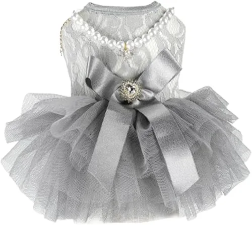 Vista 65 de ANIAC Daisy Vestidos para Perros Pequeños Hembra con Anillo para Correa, Nudo de Lazo Vestido de Boda para Cachorra, Traje de Gato de San Valentín