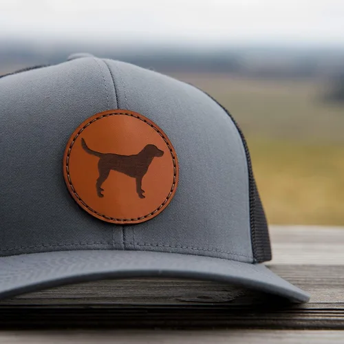 Vista 3 de Palouse Prairie Lab Labrador Retriever Cuero Patch Hat Laboratorio Amarillo, Laboratorio Chocolate, Negro Regalo Lab Trucker Hat Sombrero