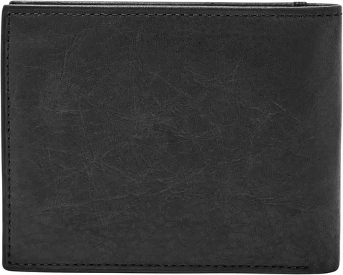Vista 5 de Fossil Cartera de hombre de cuero Ingram de doble pliegue con bloqueo RFID y solapa para identificación, negro, (Modelo: ML3784001)