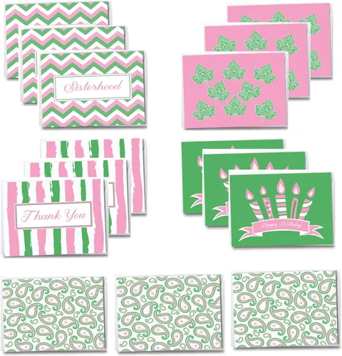 Vista 14 de Tarjetas de notas rosas y verdes Inspiradas en la hermandad Tarjeta de agradecimiento, cumpleaños y hermandad