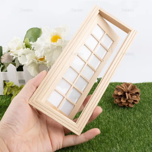 Vista 4 de AUEAR, Muebles en miniatura 1:12, puertas de madera sin pintar para manualidades de escenas caseras de bricolaje (14 panel)