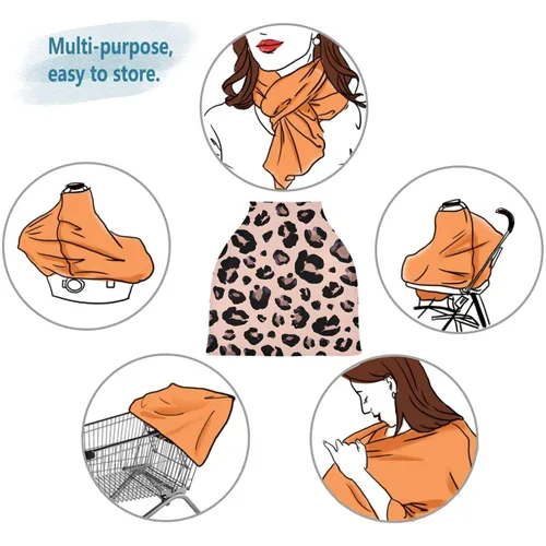 Vista 6 de Fundas de asiento de coche de leopardo rosa y negro, funda de lactancia materna, suave y transpirable, cobertura elástica, funda de cochecito