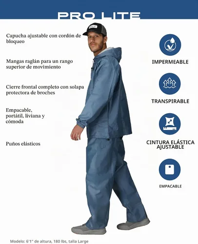 Vista 2 de FROGG TOGGS Traje de lluvia Pro Lite para hombre, chaqueta impermeable y Azul