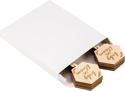 Vista 7 de Parbee - Etiquetas hexagonales «Baby in Bloom» ecuerdos de baby shower, 20 etiquetas para suculentas, regalos de madera, estacas para jardín