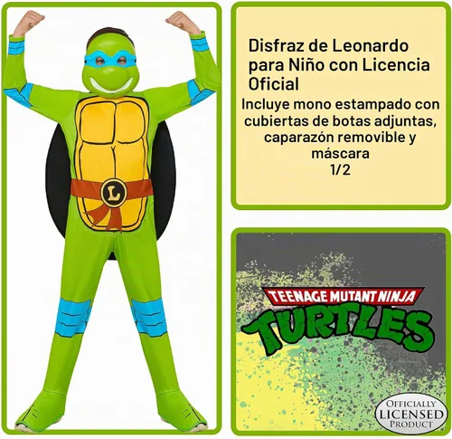 Vista 2 de Rubies at Party City Teenage Mutant Ninja Turtles: Disfraz de Leonardo para niños por Rubies, disfraz para niño