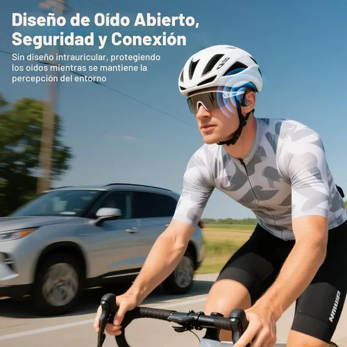 Vista 2 de Auriculares impermeables de conducción ósea de oreja abierta, Bluetooth 6.0, batería de larga duración, auriculares inalámbricos ultraligeros