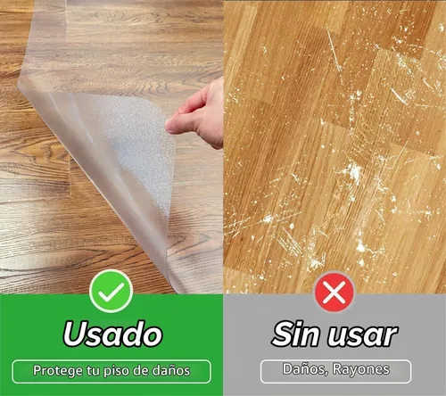 Vista 3 de Alfombrilla para silla de oficina para suelos duros - 45''×53'', protector de suelo transparente de PVC resistente para madera/azulejos Transparente