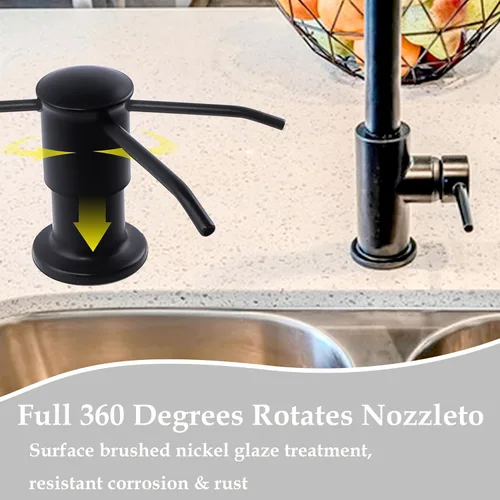 Vista 3 de Dispensador de jabón para fregadero, dispensador de jabón integrado para encimera de cocina, con tubo de extensión de 41 pulgadas/botella de 17