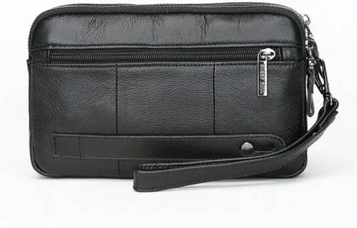 Vista 5 de Hebetag Cartera de cuero para hombre, organizador y bolso de muñeca #06Café