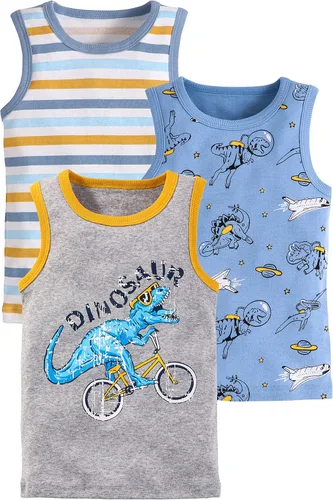 Vista 56 de Camisetas sin mangas de algodón suave para niños pequeños, paquete de 3
