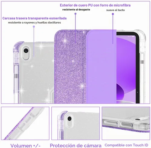 Vista 3 de Estuche para iPad de 10.ª generación de 10.9 pulgadas (2022), iPad (A16) de 11.ª generación de 11 pulgadas (2025) - con soporte para lápices Purpura