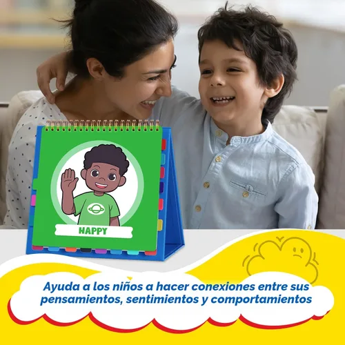 Vista 6 de Torlam Feelings Wheel - Libro de emociones para niños, herramientas de regulación socioemocional, libro con rueda de emociones, herramientas