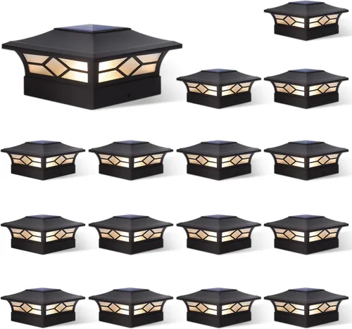 Vista 18 de Luces Solares para Tapas de Postes Exteriores Paquete de 4, Impermeables, Alimentadas por Energía Solar, Luces para Postes de Terraza y Valla