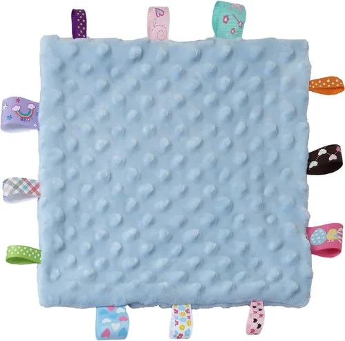 Vista 5 de CREVENT Manta de seguridad facial de animales de felpa suave para niños y niñas, gran regalo para cumpleaños, baby shower (perro azul + etiqueta)