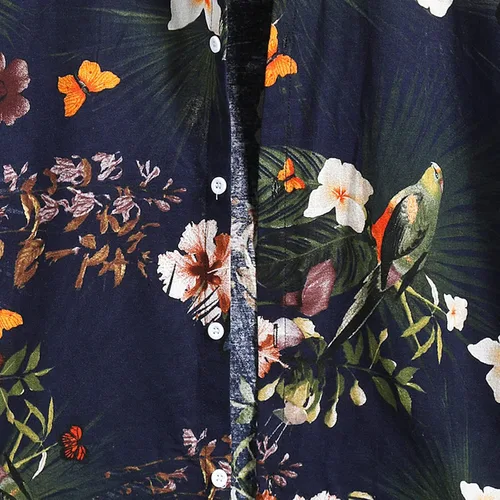 Vista 6 de Flower Hawaiian Shirt Men Short Sleeve Fashion Cooling Summer Beach Shirt Tropical Floral Casual Button Down Shirt Top