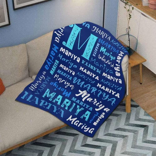 Vista 3 de M YESCUSTOM Mantas de bebé personalizadas, manta de bebé personalizada con texto y nombre para niños y niñas, manta azul, regalo para cumpleaños