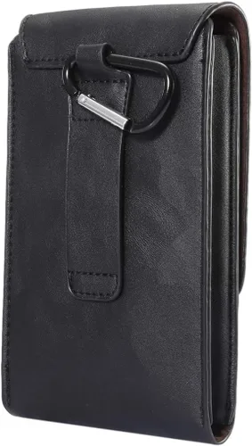 Vista 3 de Riñonera de cuero para teléfono celular para hombre, clip para cinturón de teléfono celular, bolsa vertical pequeña para teléfono inteligente