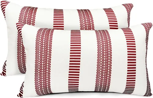 Vista 32 de Juego de 2 fundas de almohada decorativas negras boho 16x16 pulgadas, fundas de almohada de lino modernas estilo bohemia campestre para exteriores