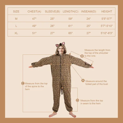 Vista 2 de Unisex Adult Onesie Animal Pajamas for Halloween Cosplay Women Girl Men Boy Sleepwear Homewear