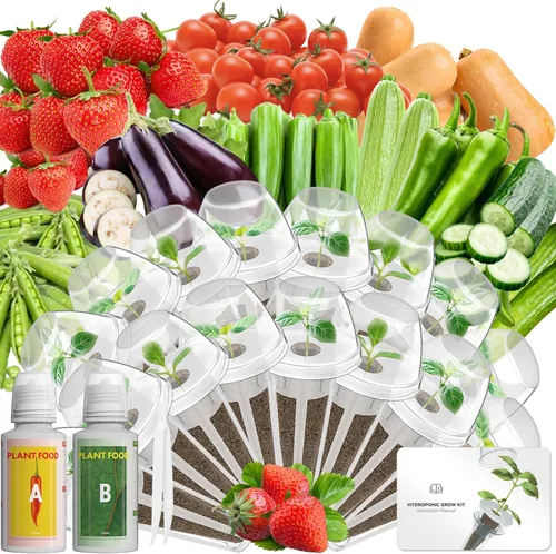 Vista 15 de Hydroponics - Vaina de semillas con albahaca genovesa y albahaca morada, kit completo de 8 cápsulas con esponja, canasta, cúpula, etiqueta