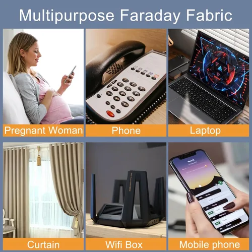 Vista 7 de Tela Faraday 43" W×39" L (1 Yarda Grande) Material Conductivo Militar de Grado Faraday