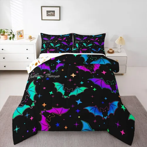 Vista 20 de Juego de ropa de cama personalizado con lentejuelas negras y doradas, tamaño individual, edredón de corazón dorado con purpurina para mujeres