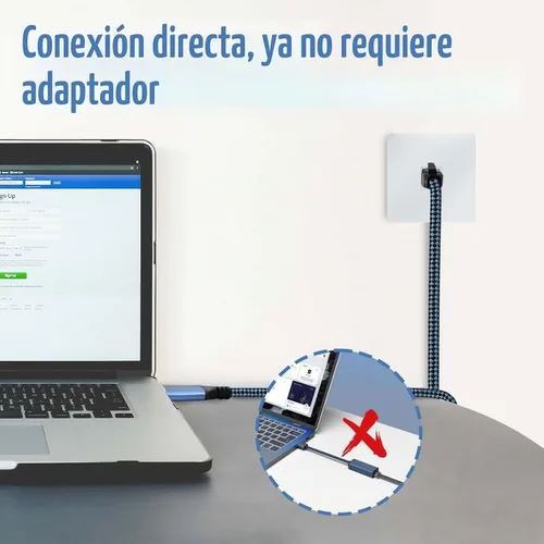 Vista 3 de Cable USB C a Ethernet, cable tipo C a RJ45 de 2 pies, cable USB C a Gigabit Ethernet compatible con Thunderbolt 3/4, conectado directamente a