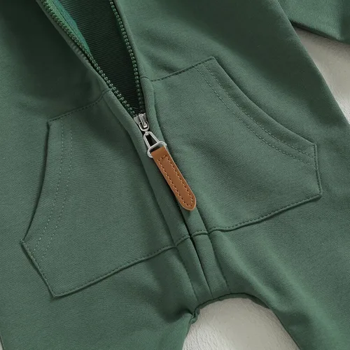 Vista 5 de KtwHarnu Ropa de bebé recién nacido, con capucha, de manga larga, con cremallera, para otoño e invierno