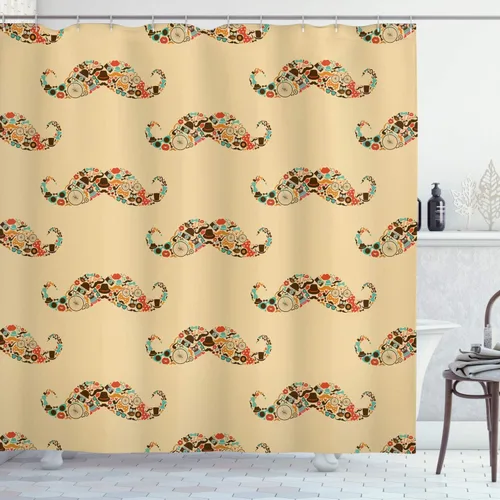 Vista 143 de set de cortina para baño decorativa de tela de poliéster con ganchos
