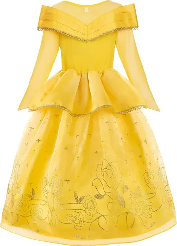 Vista 2 de ReliBeauty Disfraz de princesa para niñas pequeñas, color amarillo