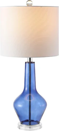Vista 6 de SAFAVIEH Lighting Collection - Juego de 2 lámparas de mesa de terciopelo modernas y contemporáneas de cristal gris ahumado de 24 pulgadas para Gris