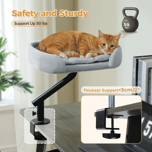 Vista 5 de PAWZ Road Cama de escritorio para gatos, rotación de 360°, soporta hasta 50 Gris