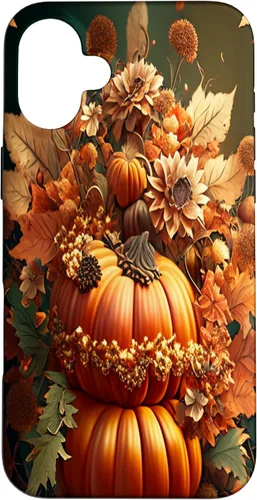 Vista 22 de iPhone 16 Vintage hojas caídas otoño calabaza especia feliz otoño caso