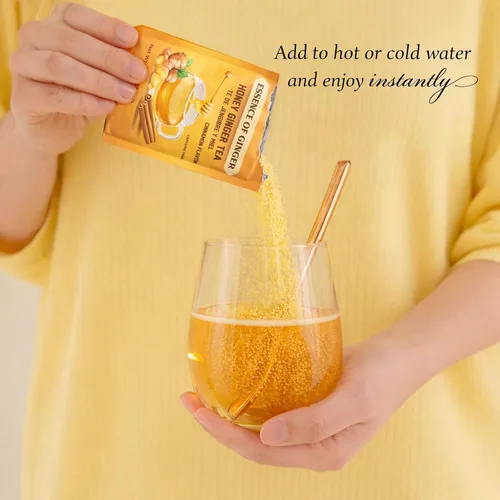 Vista 3 de Life Plus Style Gourmet Essence of Ginger Honey Ginger Canela, té de hierbas 20 paquetes de té instantáneo en polvo, sin cafeína, mezcla de canela