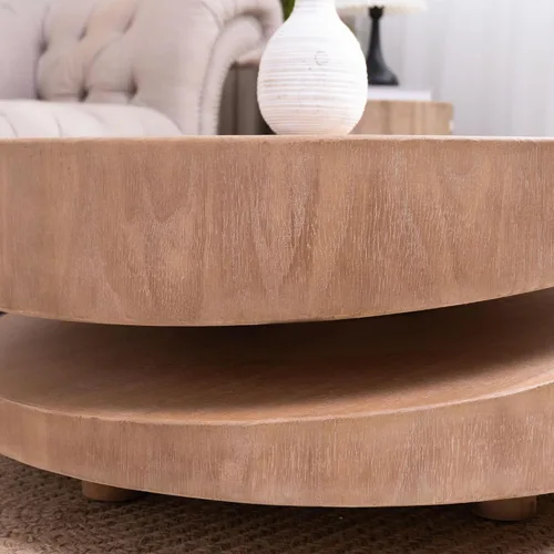 Vista 7 de Mesa de centro redonda de 31.3 pulgadas, mesa de centro moderna para sala de estar, estilo escultórico minimalista contemporáneo de granja, grano