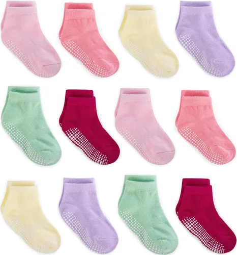 Vista 11 de ZAPLES Calcetines tobilleros antideslizantes para bebés con agarre antideslizante para niños y niñas, corte bajo para bebés y niños pequeños