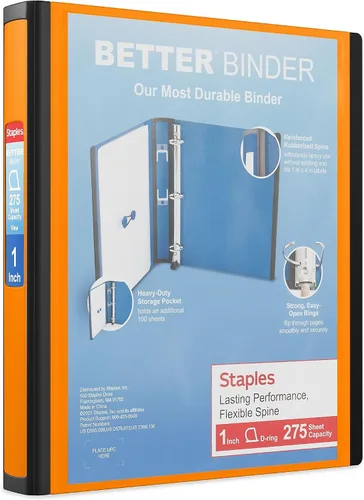 Vista 71 de Carpeta con anillos en forma de "D" de 1 pulgada para mejor visualización Staples, Negro