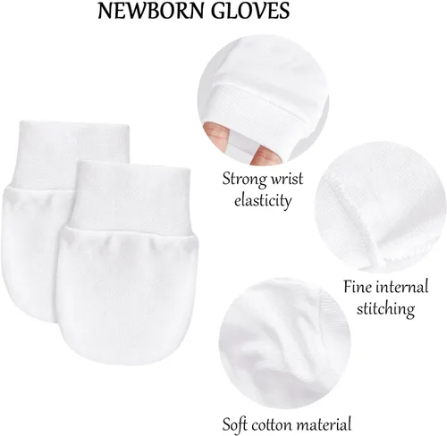 Vista 5 de Manoplas de bebé antiarañazos, guantes suaves para niños y niñas de 0 a 6 meses