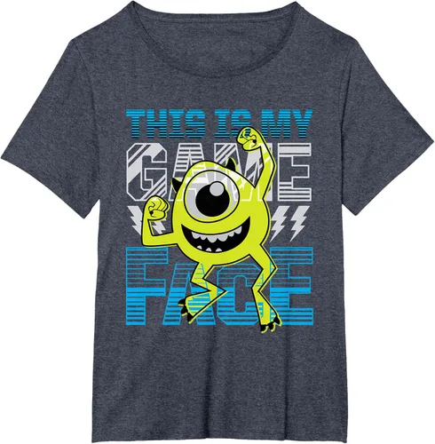 Vista 81 de Disney Pixar Monsters Inc. Mike Wazowski Game Face Camiseta Negro