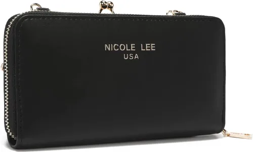 Vista 5 de Nicole Lee Billetera cruzada cruzada con estampado de moda de 2 piezas, cuero vegano, correa cruzada extraíble, Todas las emociones