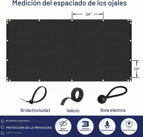 Vista 6 de Windscreen4less - Pantalla de privacidad para valla de 6 x 20 pies, resistente; tela de malla para valla de protección contra viento, cubierta Negro