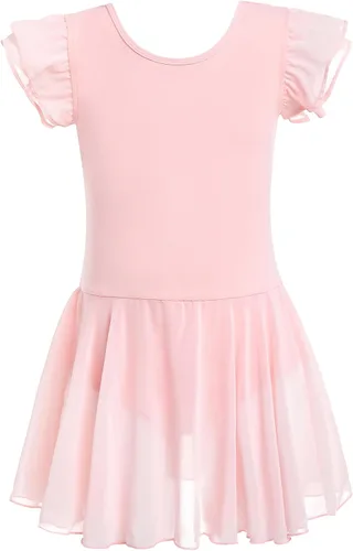 Vista 2 de HiDance Leotardos de ballet para niñas, vestido de baile de bailarina, leotardos de ballet con falda