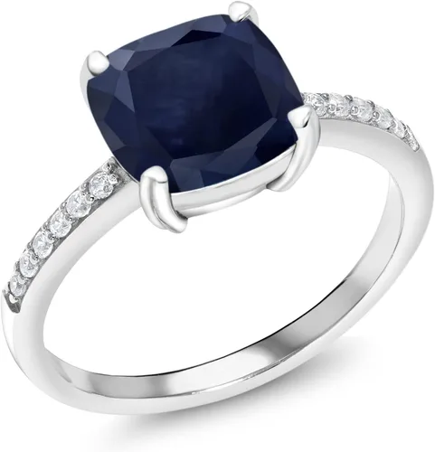 Vista 41 de Gem Stone King Anillo de compromiso de plata de ley 925 con piedra preciosa de corte cojín de 0.315 in Anillo de compromiso de aniversario de boda