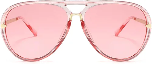 Vista 16 de Gafas de sol de gran tamaño de piloto para mujer, marco grande, gafas de sol de moda con marco de metal, sombras ovaladas Verde