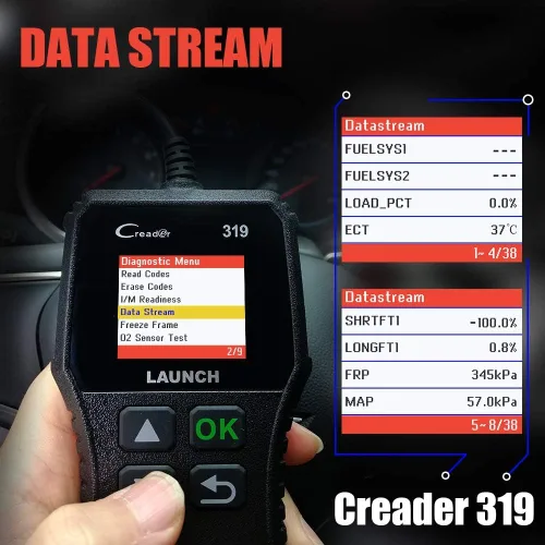 Vista 3 de Launch Lector de Código de Escáner OBD2 CR319 con Funciones Completas de Código de Revisión del Motor Negro