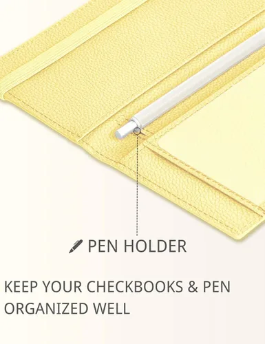 Vista 6 de Zreal Funda para chequera con función de bloqueo RFID para hombres y mujeres, Amarillo, Elegante