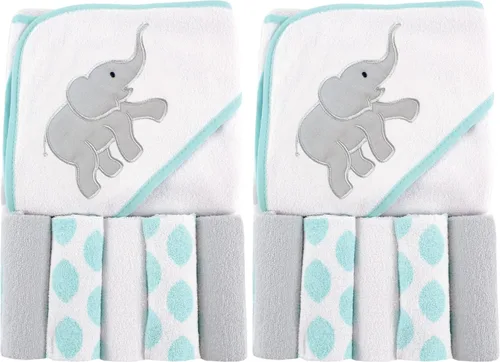 Vista 3 de Luvable Friends Toalla unisex con capucha para bebé con cinco paños, zorro para niños, talla única